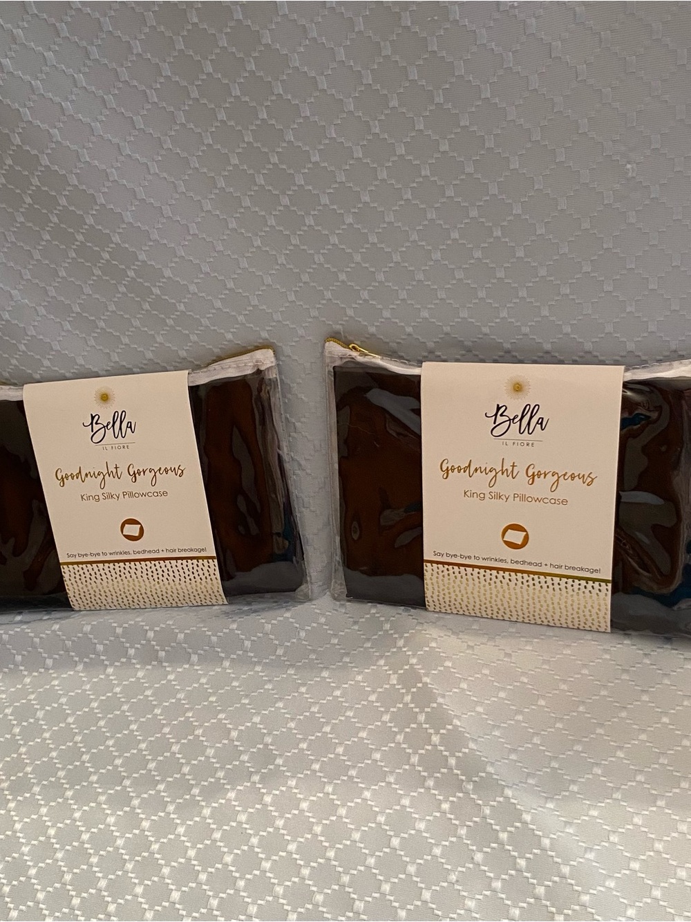 Two New Bella IL Fiore King Black Silky Pillowcases